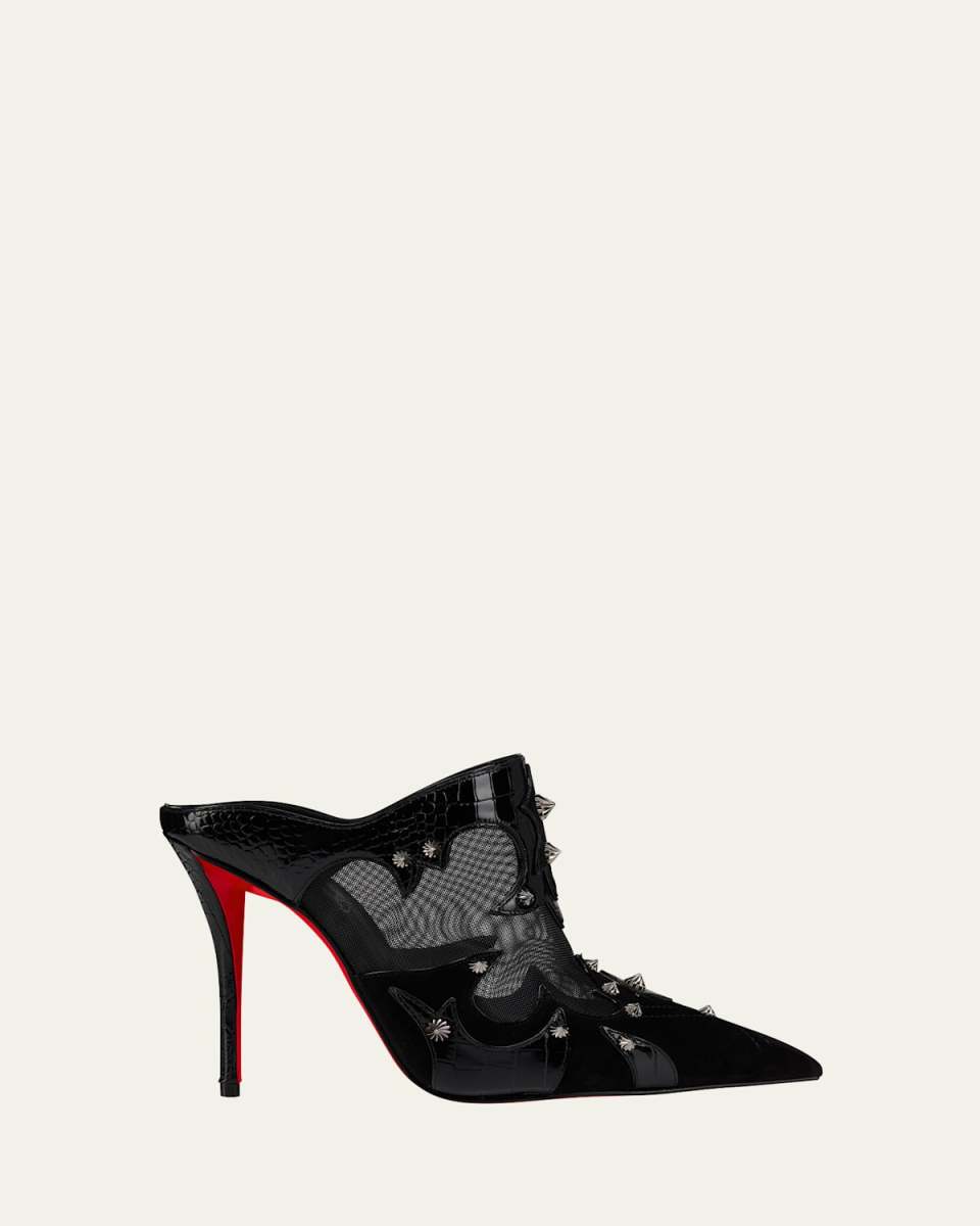 Mulatiag Suede Mesh Red Sole Mule Pumps